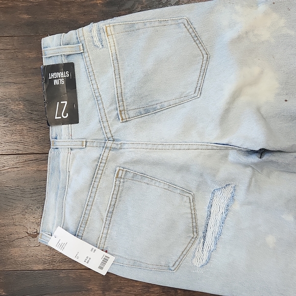 nwd BDG slim straight jeans 27 urban outfitters bleached + distressed denim new - Picture 5 of 7